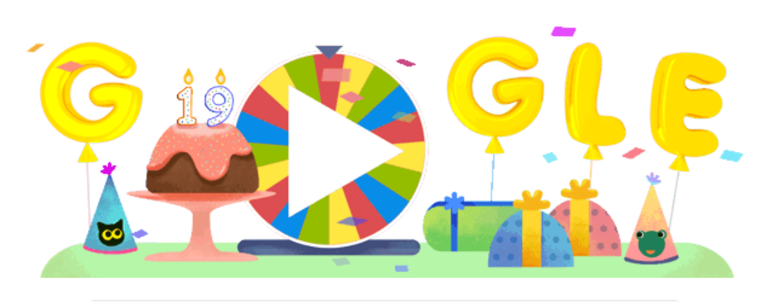 Google Doodle วันนี้ : ฉลองวันเกิดปีที่ 19 ของ Google กับวงล้อเสี่ยงทาย