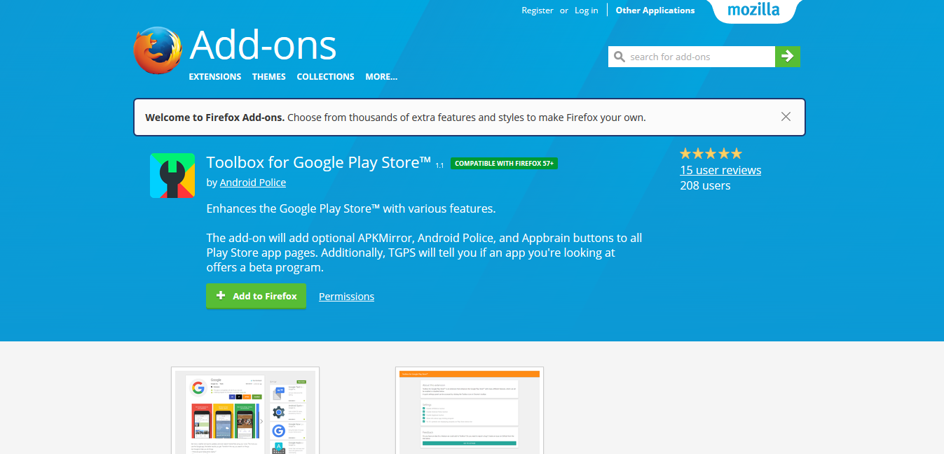 Toolbox ของ Google Play Store พร้อมใช้งานได้แล้วสำหรับ Firefox